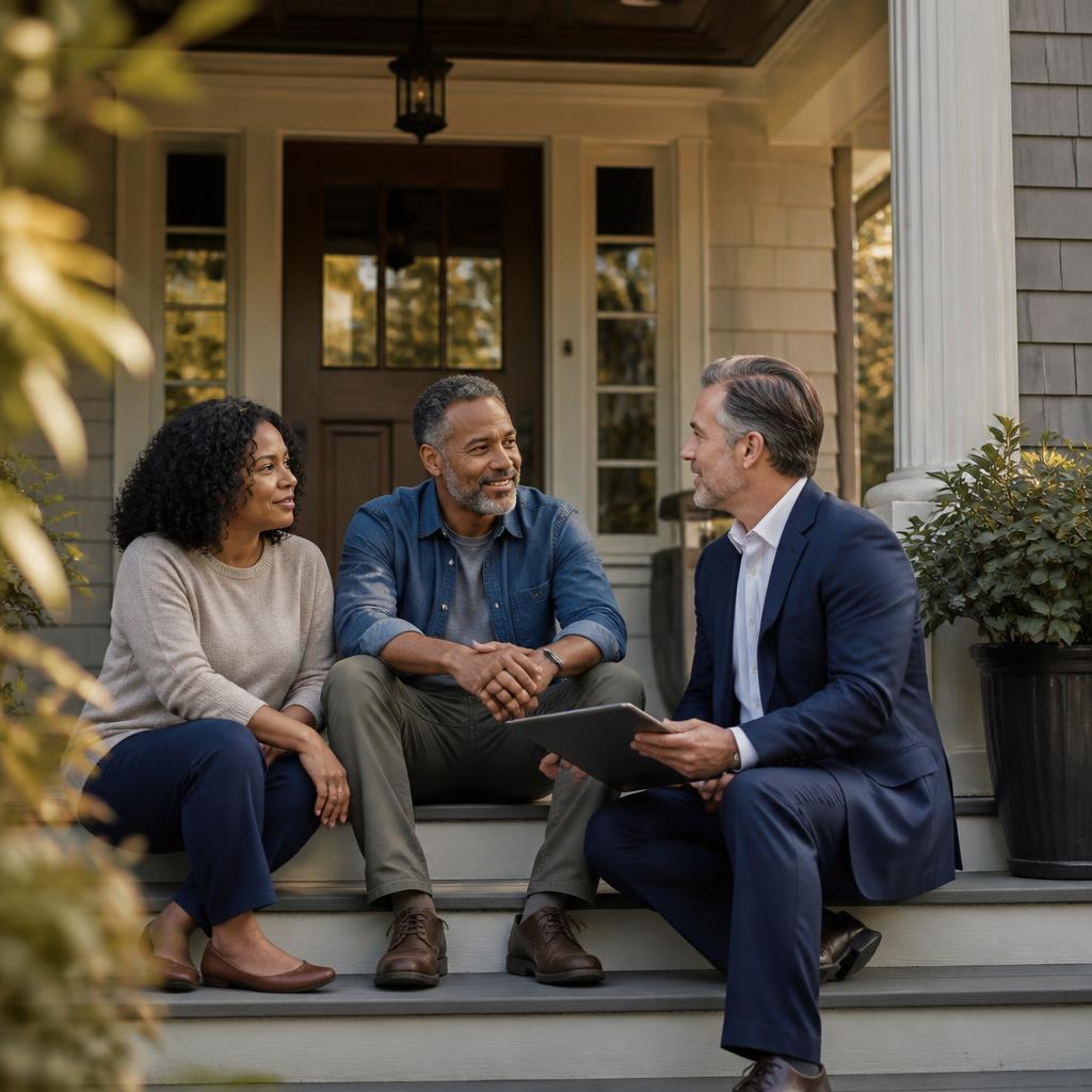 Homeowners talking through a property sale