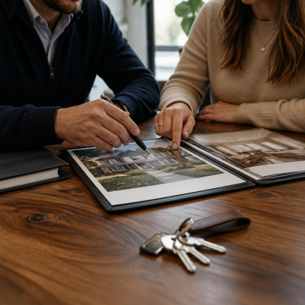 A homeowner and advisor reviewing property details together